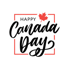 Happy Canada Day Hand Drawn Calligraphy Pen Brush Vector