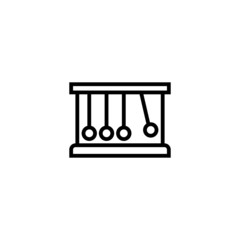 Newton cradle vector icon in linear, outline icon isolated on white background