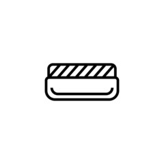 Blackboard eraser vector icon in linear, outline icon isolated on white background