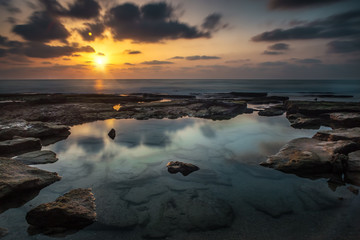 Fototapeta na wymiar Beautiful sunset over the Mediterranean sea. Israel