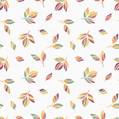 Creative hand drawn leaves seamless pattern, cute background, great for textiles, banners, wallpapers, wrapping - vector design