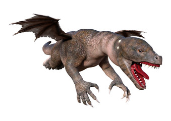 3D Rendering Fairy Tale Dragon on White