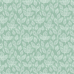 Creative hand drawn leaves seamless pattern, cute background, great for textiles, banners, wallpapers, wrapping - vector design