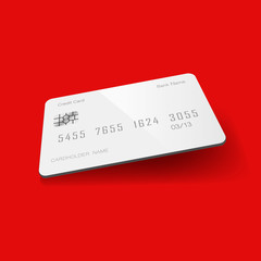 White credit or debit card icon flat on isolated background. EPS 10 vector. Payment concept.