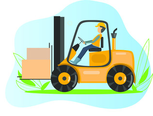 Uniformed worker and forklift