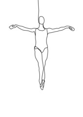 One continuous line drawing,  dancing