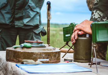 Demonstration for soldiers on the installation of anti-tank mines