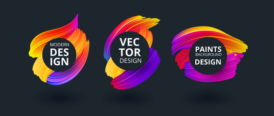 Color, brush, brushstroke, or acrylic paint design frame element. Isolated Elements. Vector illustration © Olesia