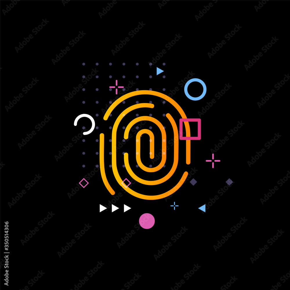 Aufkleber Fingerprint mapping logo. Thumbprint scanning. Biometric passport identification icon. Application authorization. Isolated device unlock sign. Personal data access vector illustration.