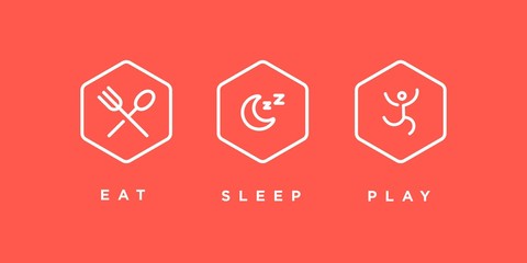 eat sleep play run icon logo Vector illustration in trendy linear line outline style , decoration web icon element vector art in colorful style