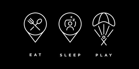 eat sleep play run icon logo Vector illustration in trendy linear line outline style , decoration web icon element vector art in colorful style