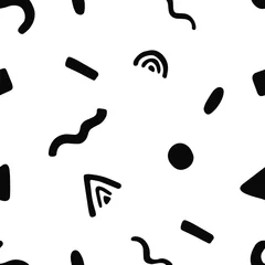 Behang Naadloze doodle kinderachtig patroon met hand getrokken geometrische chapes en lijnen. Creatieve Scandinavische kinderen textuur voor stof, verpakking, textiel, behang, kleding. Vector illustratie. © Varvara