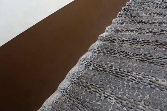 Closeup Low Angle Shot Of Cobblestone Stairs