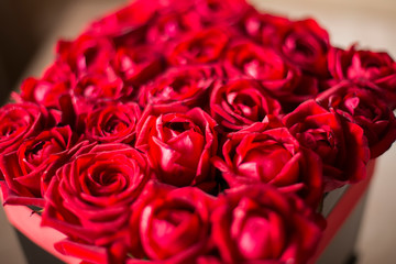 A box full of red roses
