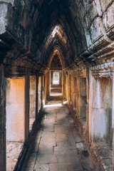 Fototapeta na wymiar Cambodia. corridors of angkor wat. Ruins, Antiquity. Ancient architecture