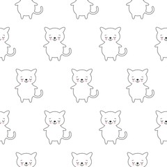 Obraz premium Seamless pattern with cute sleeping Kittens. Cartoon animals background. Ideal for fabric, wallpaper, wrapping paper, textile, bedding, t-shirt print.