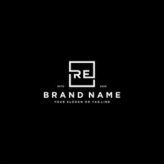 letter RE logo design vector - obrazy, fototapety, plakaty