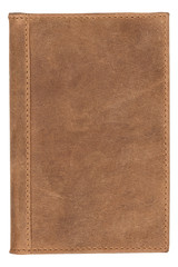 Leather wallet with checkered inside isolated on white