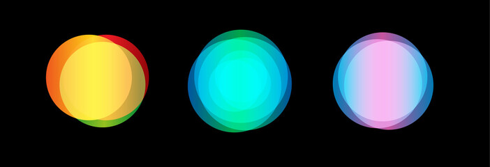 Blurry lights collection. Bokeh elements.Nebulous space glow. Round colorful nebula set. Universe icons. Stylized planets on black background. Isolated galaxy spheres vector illustration. © artyway