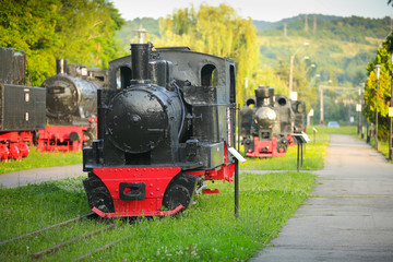 Resita, Romania - Steam locomotive at the Locomotives Museum. The museum displays locomotives...