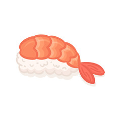 Shrimp Prawn Ebi Nigiri Sushi Japanese Food Vector Illustration Cartoon isolated on white background