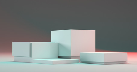 Cube Pedestal Template. Backdrop Scene For Product Display. 3D rendering