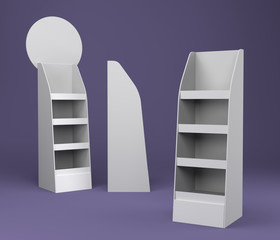 Blank POS Shelf Or Display Retail Stand Mock-up. 3D rendering