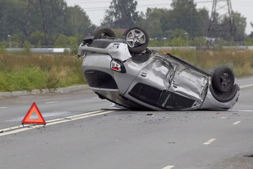 car crash accident on the road in the big city