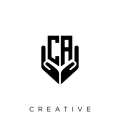 ca shield hand logo vector icon symbol