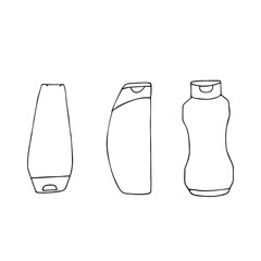 Different Cosmetic bottles and packaging. Beauty product package. Hand drawn vector illustration.