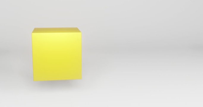 Abstract 3d gold box . Computer generated loop animation. mockup for technology background