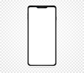 Smartphone with blank white screen. On a transparent background. Realistic Vector Illustration Isolated 10 EPS