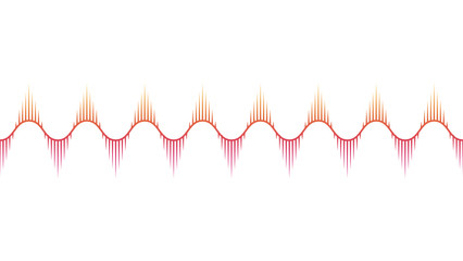 Musical equalizer, sound settings, digital graphics of sound track. Financial schedule, exchange monitoring, currency rate trends. Linear wide horizontal chart bar. Pulse vector isolated illustration.