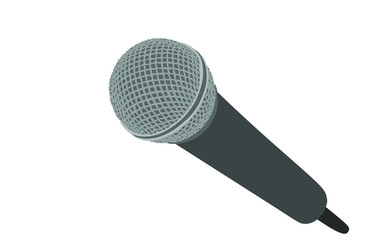 Microphone vector illustration isolated on white background. Mike symbol. Voice object for audio entertainment for public. Radio equipment. Karaoke event.