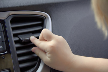 small baby hand in the car arcade game learning how to do it