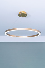 A brass ring led ceiling light in the room