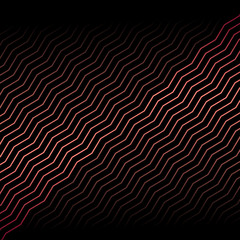 Abstract red metallic diagonal chevron line pattern on black background and texture