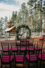 wedding ceremony near church