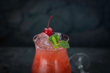 alcoholic cocktails on black background
