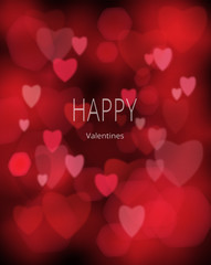 Valentine's day red background with heart shaped bokeh