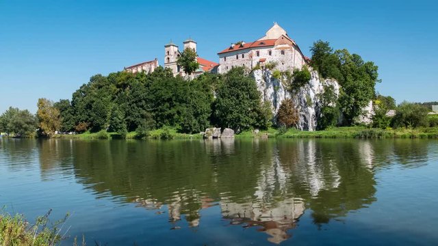 Castle in Tyniec with a view of the river timelapse