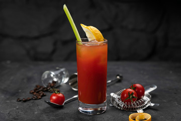 alcoholic cocktails on black background