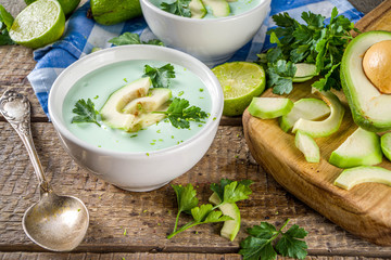 Homemade avocado cream soup