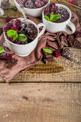 Chocolate mug cake with blackberry