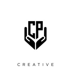 cp shield hand logo design vector icon