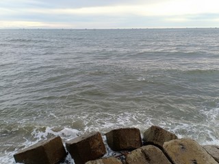 blue sea with blue sky background	