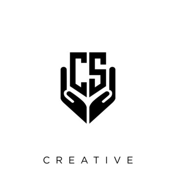 cs shield hand logo design vector icon