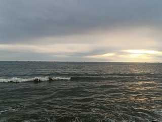 blue sea with blue sky background	