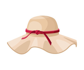 Female Hat, Vintage Headdress, Sun Protection Headwear for Lady Flat Vector Illustration