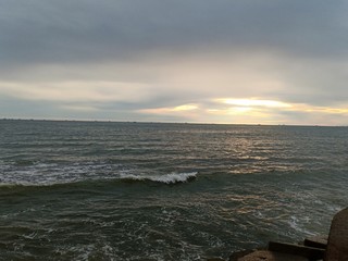 blue sea with blue sky background	